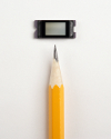 A DLP chip shown in comparison with a pencil.